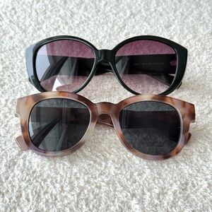 TWO Pairs of Sunglasses - J Crew Brown Tortoise Shell & Lucky Brand Black